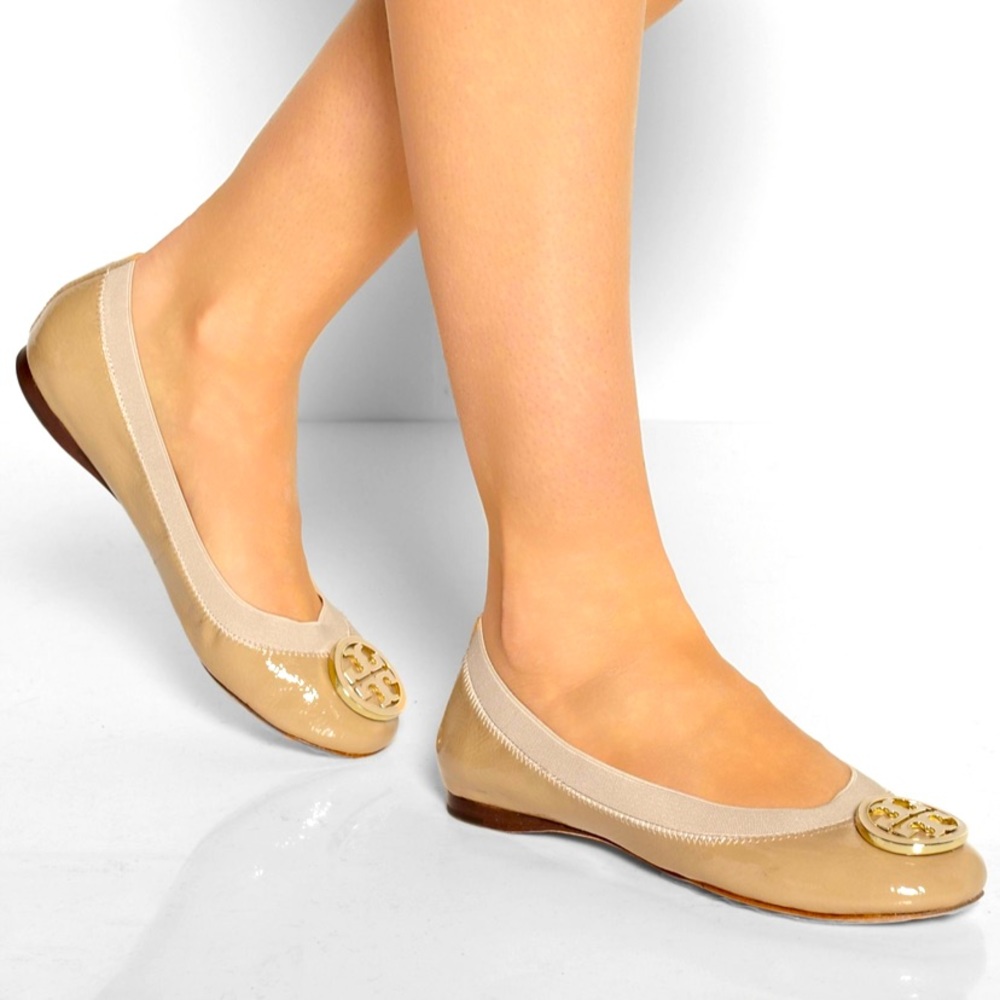 Tory Burch ‘Caroline’ Leather Ballet Flat Tan